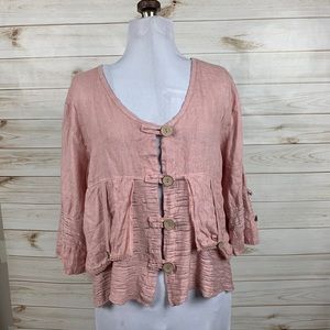 Mauve Boxy Linen Shirt Jacket (Brand unknown)